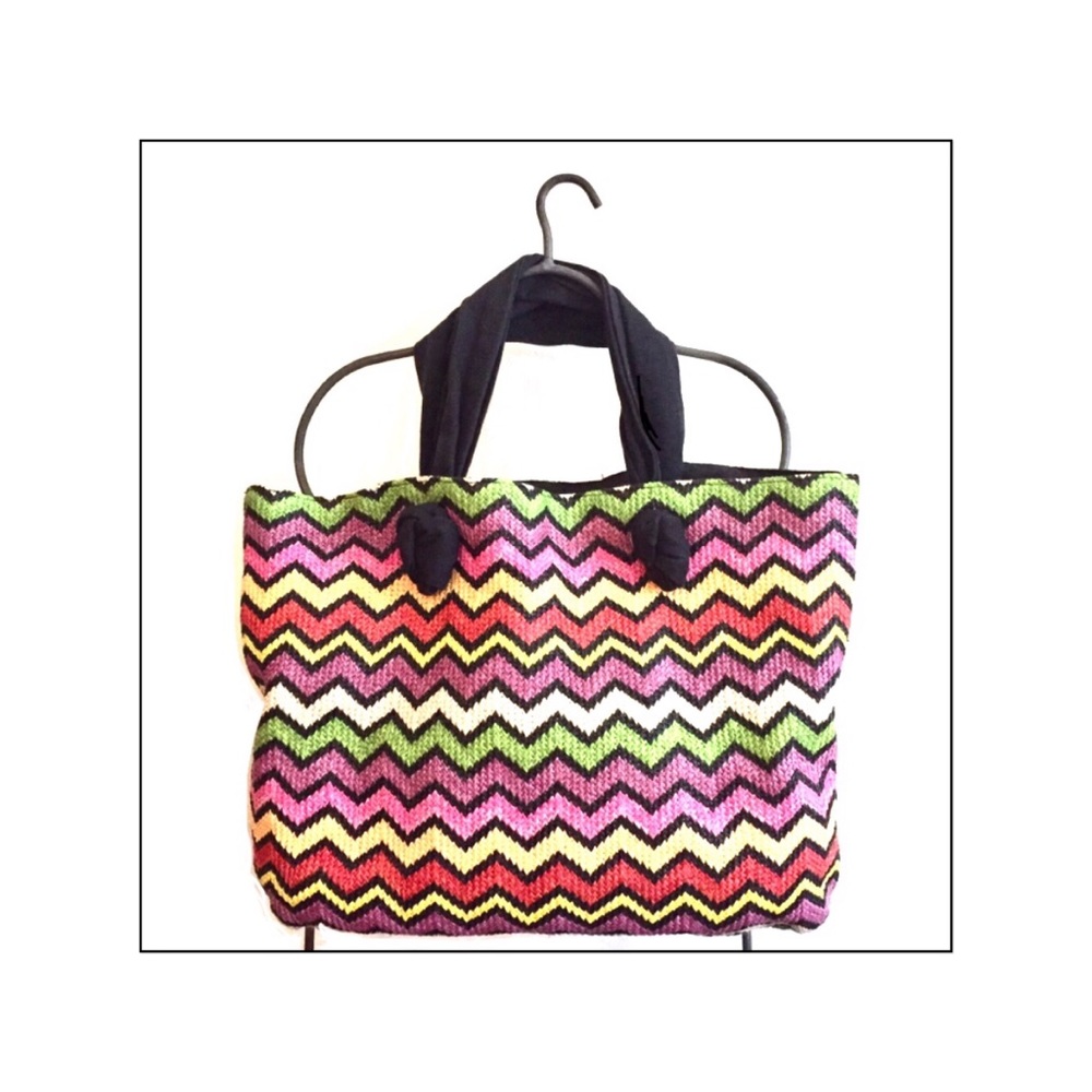Braciano Modern Woven Multicolor Chevron Tote Bag